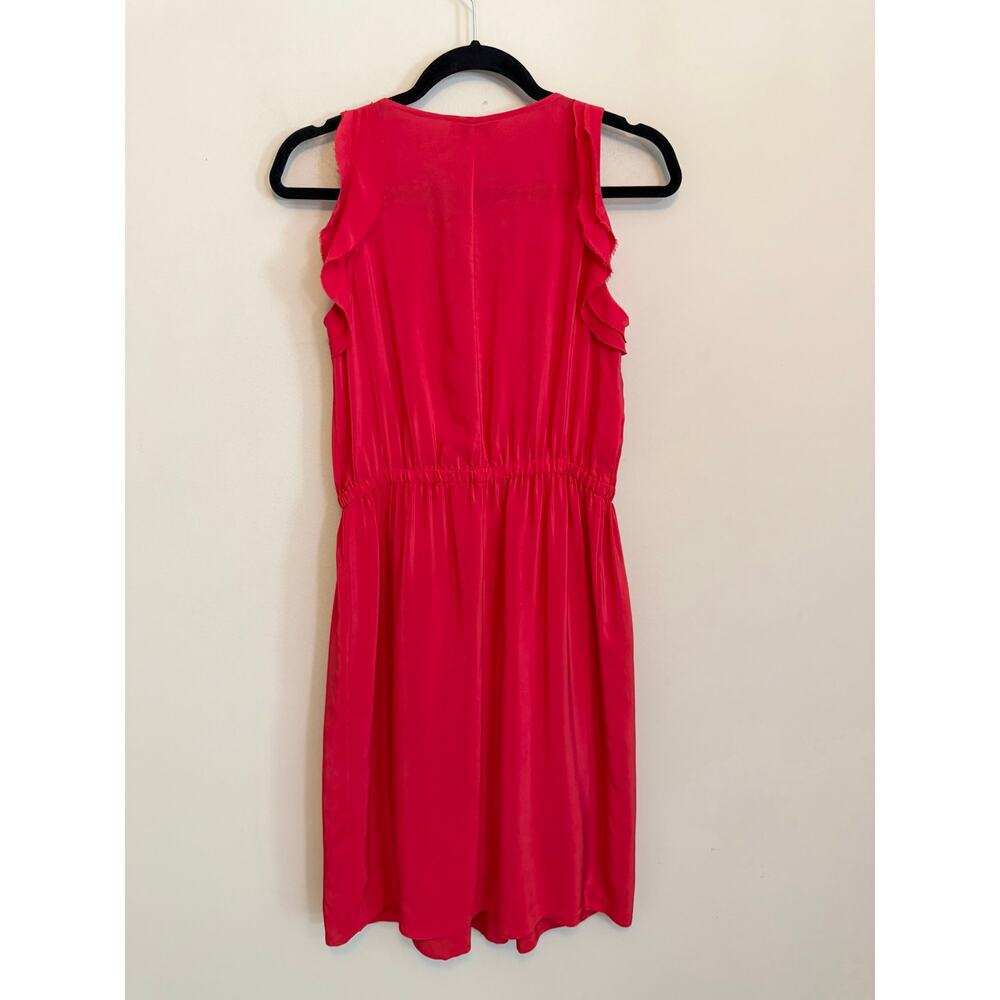Ann Taylor Loft Silk Blouson Dress Sz 6P Red Sleeveless Ruffled Summer Feminine - Picture 2 of 4
